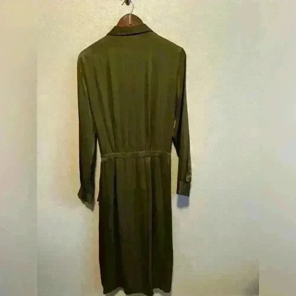 Reiss Arabella Satin Shirt-Style Midi Dress Size 8 - Picture 3 of 14